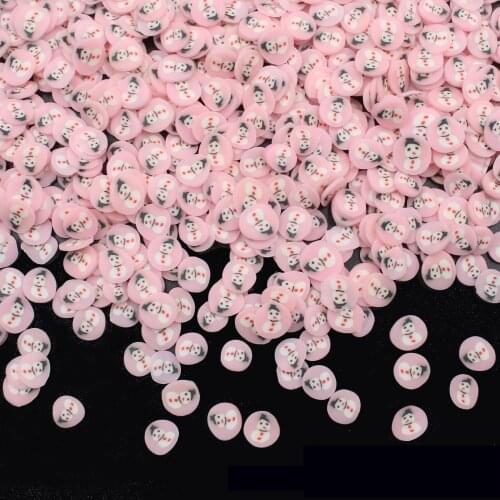 50g 5mm Lovely Christmas Pink Snowman Slices Polymer Hot Soft Clay Sprinkles for DIY Crafts Slime Making Nail Art Decorations