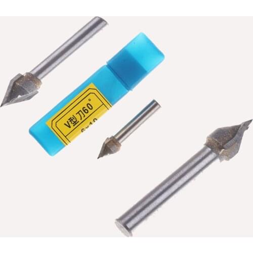 6x10mm 1/4" Shank Engraving Wood Working Tool Tungsten Steel 60 Degree V Groove Bit CNC Router