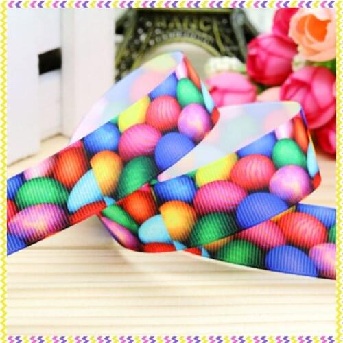 7/8'' Free shipping easter printed grosgrain ribbon headwear hair bow diy party decoration wholesale OEM 22mm B816