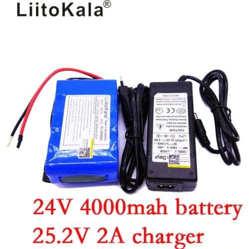 LiitoKala 24V 4000mAh Battery Pack 25.2V 4Ah 18650 Rechargeable Battery Mini Portable Charger For LED/Lamp/Camera/CCTV+2Acharger