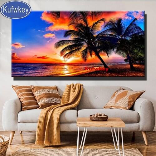 Fantasy Sunset Beach Diy diamond painting Full Square/Round drill 5d diamond embroidery coconut Scenery 3d cross stitch,Wall Art
