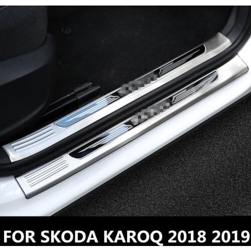 For SKODA KAROQ 2018 2019 stainless steel welcome pedal refires door sill strip parts Interior decoration Auto Accessories