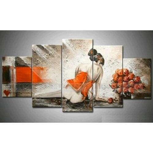 Free shipping hand painted frameless oil painting on canvas sleepy girl