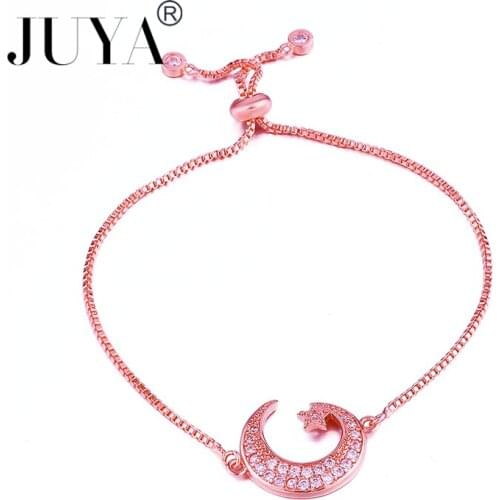 Bracelets for women jewelry Gift Adjustable Chain Gold Rose Gold Copper CZ Rhinestone Moon Star Bracelets bileklik