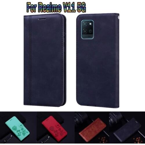 Wallet Case For Realme V11 5G RMX3121 Cover Leather Book Funda For Realme V11 Case Flip Phone Protective Shell Etui Coque Bag