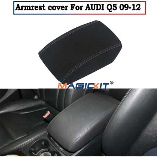 MagicKit Smoke Gray Alcantara Center Console Lid Armrest Case Cover For Audi Q5 2008-2012