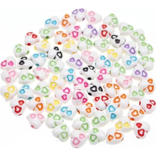 CHONGAI 100Pcs DIY Fashion Jewelry Accessory Acrylic Heart Shape Mix Color For Jewelry Making DIY Beads Accessories