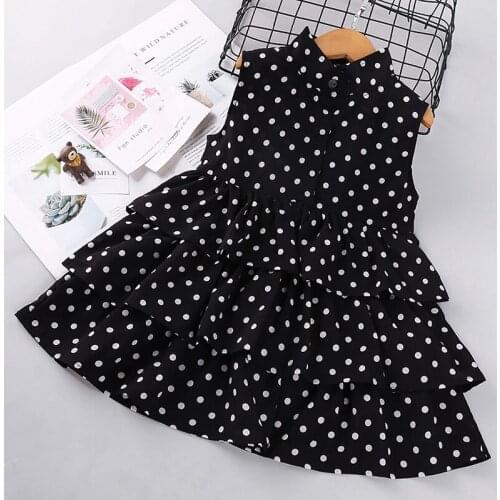 Childrens clothing 2021 girls dress summer clothes new sleeveless polka dot princess cake dress for kids baby girls Party Dress