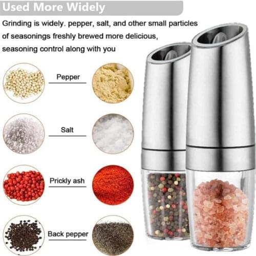 Gravity Electric Salt and Pepper Grinder Set, Automatic Pepper and Salt Mill Grinder,Battery-Operated with Adjustable Coarseness
