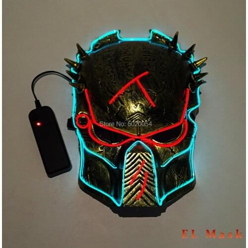 GZYUCHAO EL Glowing Party Decorative LED Luminous Mask Costumes Prop Cosplay Mask For Festival Dance DJ Club Decor