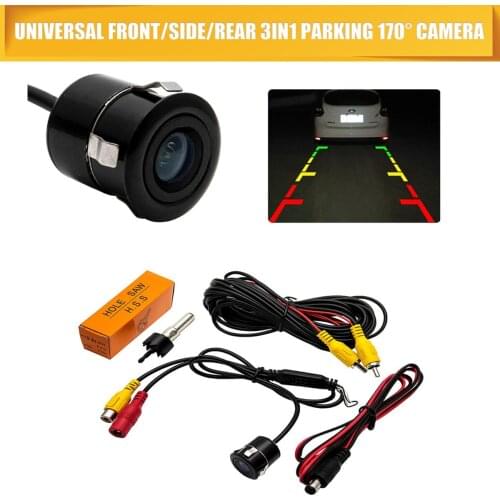 HD Car Reversing 3-in-1 Camera Side Parking Monitor Wide Angle Rear View Camera Kit Waterproof RV Camper BUS SUV Accessories