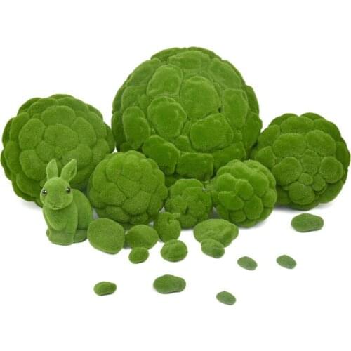 Artificial Plant Green Moss Ball Flower Ball Foam Fake Grass Stone Garden Lawn Wedding Home Decor Accessories Stone Simulation