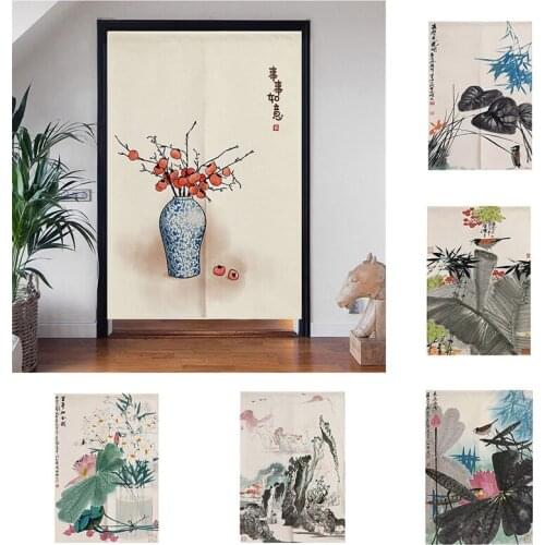 Chinese Door Curtain Living Room Half Panel Curtain Toilet Shelter Curtain Kitchen Partition Curtain Home Decoration