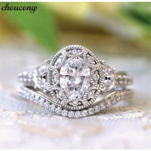 Choucong Vintage Bridal Promise Ring set AAAAA cz 925 Sterling silver Engagement Wedding Band Rings For Women Flower Jewelry