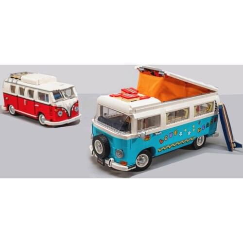 New 2200PCS Technical T2 Camper Car Model Building Blocks Cars Bus DIY Bricks Fit 10279 10220 Kid Toys Birthday Gifts