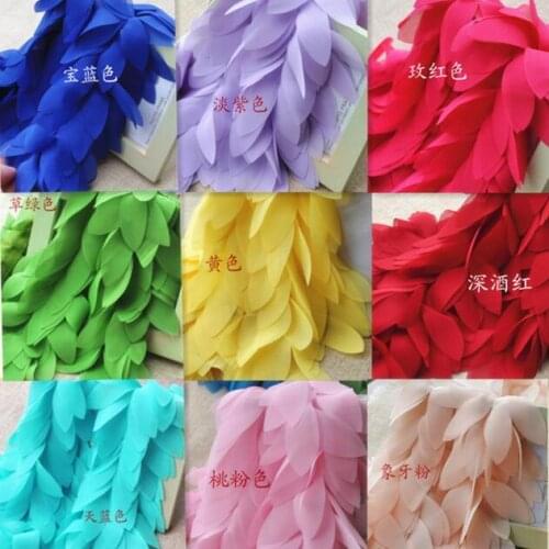10yards/lot 3D Chiffon Leaves Lace Sewing Trim Fringe Lace Ribbon For DIY Handmade Clothing Accessories Decorative Lace Fabric
