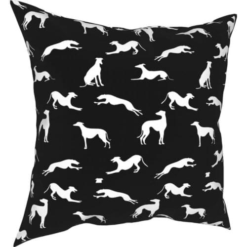 Greyt Greyhound Silhouettes Square Pillow Case Polyester Cushions for Sofa Whippet Sighthound Dog 45*45cm Pillowcover Home Decor