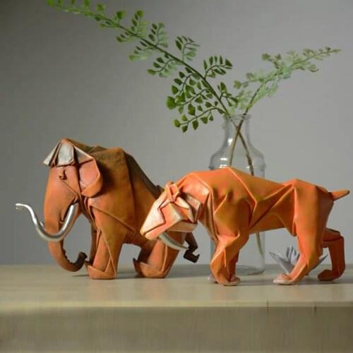 Hot Sculpture Minimalist Origami Animal Geometric Statue Ornament Home Decoration Mammoth Ornament Crafts Furnishings