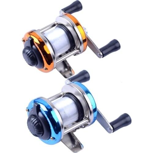 Mini Metal Bait Casting Spinning Reel Ice Fishing Reel Fish Water Wheel Baitcast Roller Reel Spinning Fishing Wheel with Lines