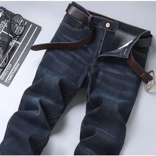 2021 Spring New Mens Classic Blue Black Slim-fit Jeans Business Cotton Elastic Regular Fit Denim Pants big size Jeans For Men