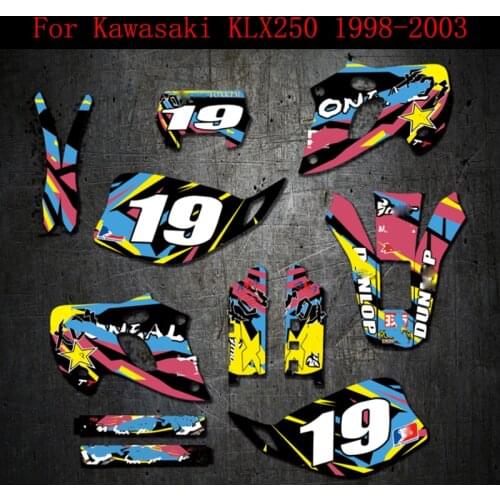 98-03 For Kawasaki KLX 250 Stickers Kits Free Customized Number Graphics Background Decals KLX250 1998 1999 2000 2001 2002 2003