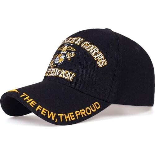 New Fashion U.S. Marine Corps Veteran the few the proud Hats Letter Embroidered Caps Proudly Marine USMC Black Baseball Caps