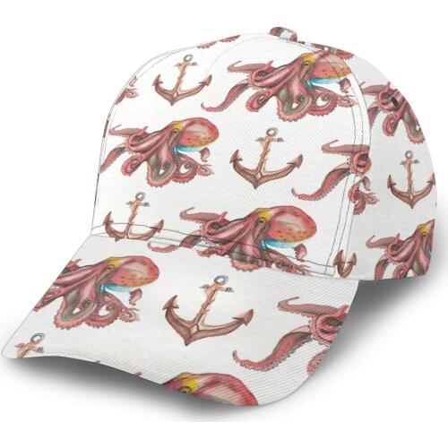 2021 New Baseball Cap Fishing Caps Men Outdoor Hunting Hat Hiking Hat Watercolor Octopus
