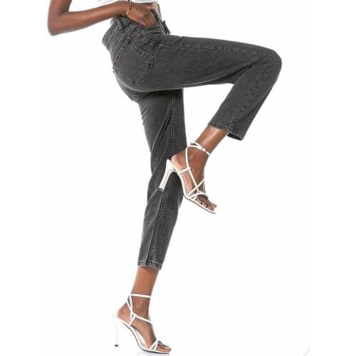 2021 New Spring High Waist Mom Jeans Woman Fashionable Casual Straight Pants Black Female Washed Denim Skinny Pencil