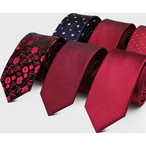 2021 New High Quality Red 7CM Tie for Men Fashion Formal Business Groom Wedding Party Necktie With Gift Box