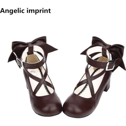 Angelic imprint new woman mori girl lolita cosplay shoes lady mid heels Pumps girls students princess dress shoes 33-47 4.5cm