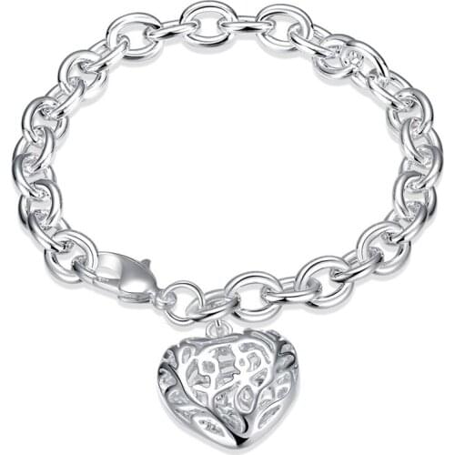 BABYLLNT 925 Silver Hollow Heart Pendant Charming Bracelet For Women Wedding Engagement Jewelry Gift Wholesale