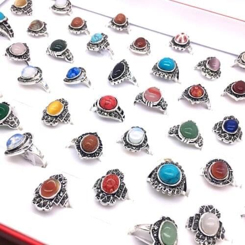 Wholesale 25 Pieces Women Fashion Rings Metal Stone Unique Party Jewelry Gifts Brand New Mix Lot Girls favorite