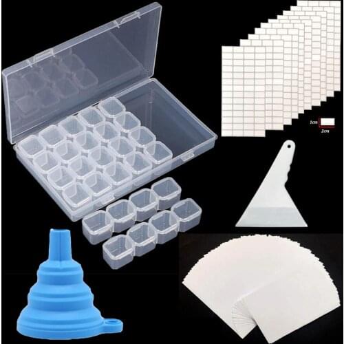 28 Grids Diamond Embroidery Storage Box Label Stickers Diamond Painting Accessory Case Release Paper Cross Stitch Tool Organizer