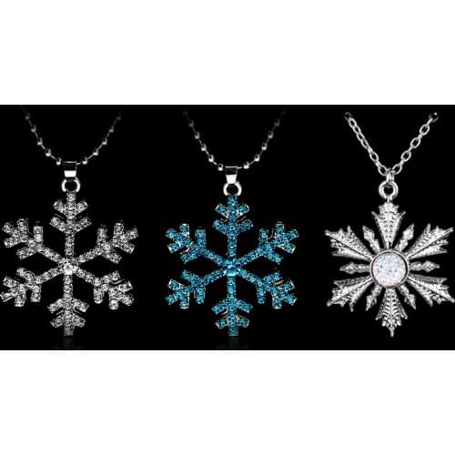 Once Upon Time Necklace Anna Elsa Family Love Xmas Magic Snow Shape Pendant Christmas Gift for Women Girl Jewelry