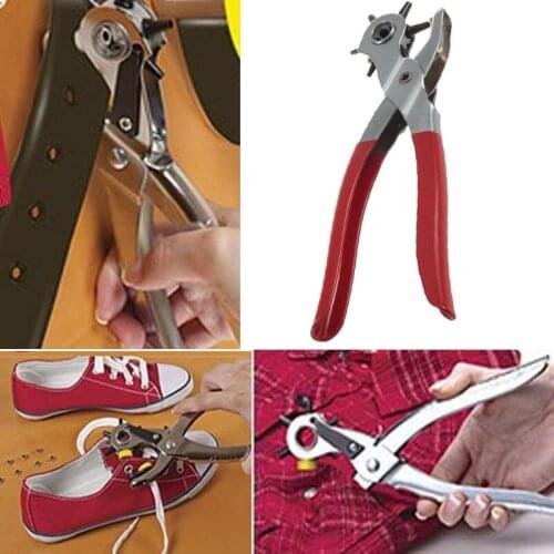 Leather Belt Hole Punch Plier Eyelet Puncher Revolve Sewing Machine Bag Setter Tool Watchband Strap Household leathercraft