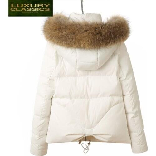 High Qaulity Natural 2021 Racoon fur Duck Down Jacket Women Winter Short Coats Plus Size 2XL Abrigos Mujer Outwear LX1268
