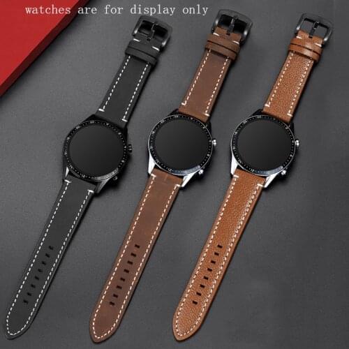 Suitable For Huawei Watch GT2 PRO Honor MAGIC 2 GS Retro Genuine Leather Watchband 20 22mm Black Brown Bracelet Quick Release