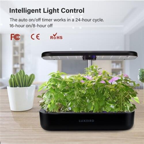 Luxbird Hydroponics Growing System Indoor Automatic Germination Garden Planter with LED Grow Light Herb Starter Nursery Pots