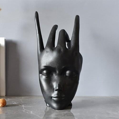 Bordic Room Decor Figure Smile Face Portrait Skull Sculpture Home Accessories Desk Decoration Resin Statue Christmas Present