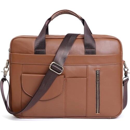 Natural Leather For Men Messenger Bags Mens Briefcases Brand Bag Mens Genuine Leather Briefcase Male Man 15.6 Inch Laptop Bag