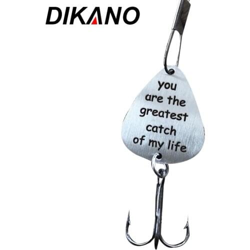 Stainless Steel Fishing Linker Reflective Decor Spinner Lure with Letter You Are The Greatest Catch of My Life