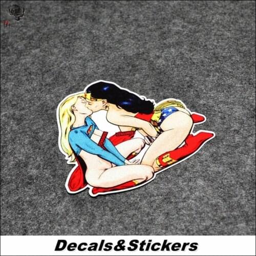 NO.L219 Funny Cartoon Super women 3M Reflective Modified Stickers Car Glass Helmet Waterproof Decals Racing Motorcycle