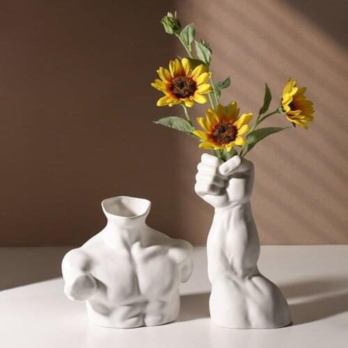 Vases Home Decor Flower Pot Nordic Home Decoration Room Decoration Flower Arrangement Ceramic Sculpture Body Art Desktop Vase