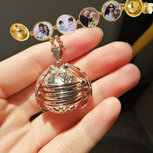 Vintange Folding Wing Pendant Necklace Multi-storey Family Photo Box Anniversary Necklace For Women Mother Gift