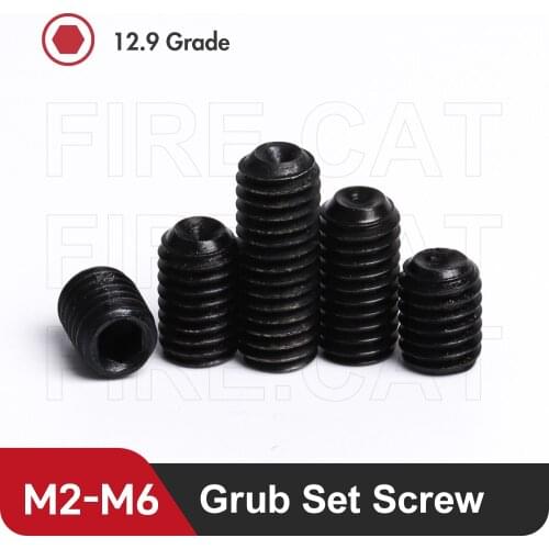 Hex Allen Head Socket Cup Point Grub Set Screws Bolt M2 M2.5 M3 M4 M5 M6 Internal Hex Drive Cup-Point Grub Black Steel Set Screw