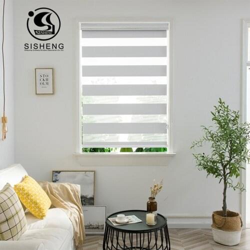 High Quality Zebra Blinds Wide Blade Manufacturer Customized Full Blackout Electric Day and Night Blinds Polyester Window Roller