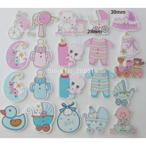 WBNWGE lovely baby clothes buttons 50pcs wood button cutely shape DIY hairclip craft accessories