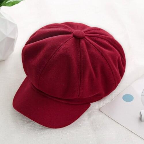 Women Wool Cotton Blend Berets Winter Autumn Octagonal Beret Caps Stylish Artist Painter Newsboy Hats Black Grey Beret Hats