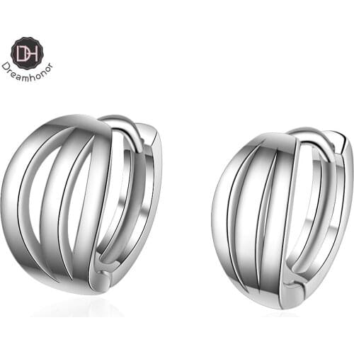 Dreamhonor 2021 Hot Sale Fashion Style 925 Sterling Silver Three-layer Line Surround Clip Earrings For Women Jewelry