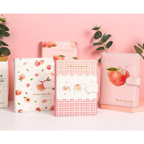1 Pcs Creativity Peach Magnetic Buckle A5/A6 Notebooks Pink Girly Heart Kawaii Notebooks for Students Writing School Stationery